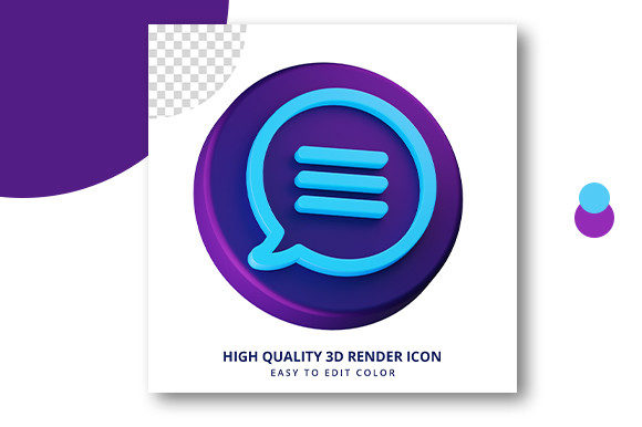3D Chat Icon Isolated Render