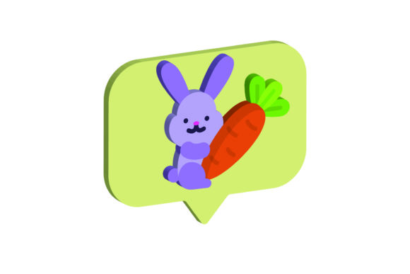 3D Easter Icon Rabbit Holding Carrots