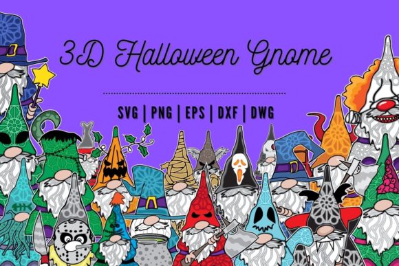 3D Halloween Gnomes SVG Bundle vol. 2