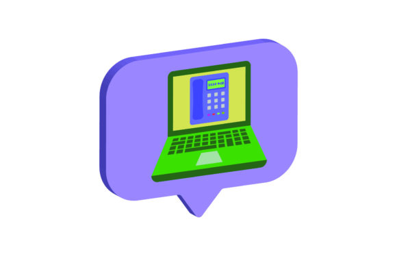 3D Icon Laptop Telephone