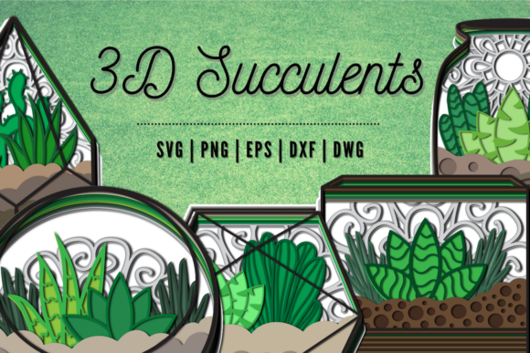 3D Succulents SVG Bundle