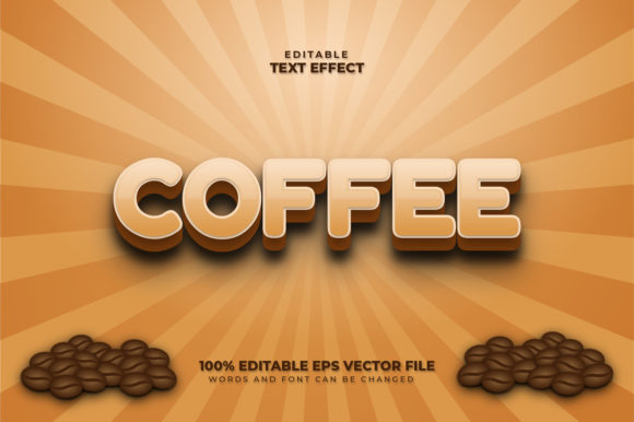 Coffee 3D Text Effect, Editable Text