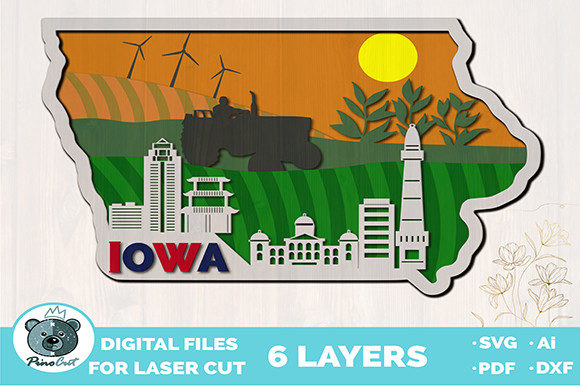Iowa, 3D Layered Tropical Iowa Sign