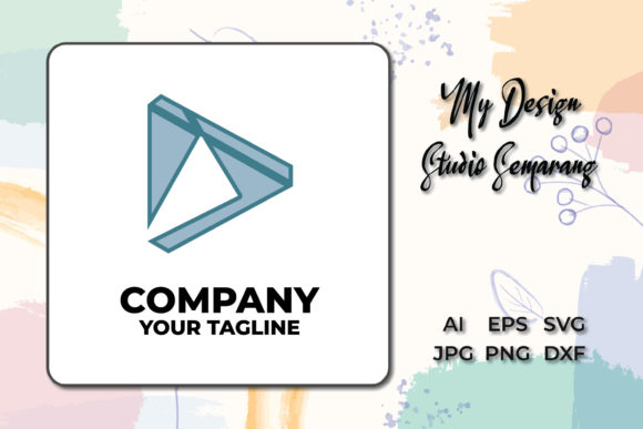 Logo Company Blue UI Style 3d Triangle