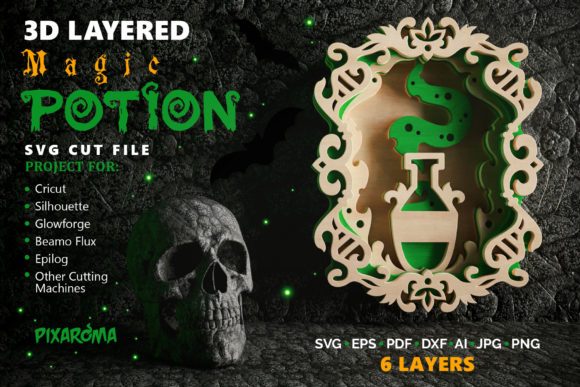 Magic Potion Wall Art 3D Layered SVG Cut