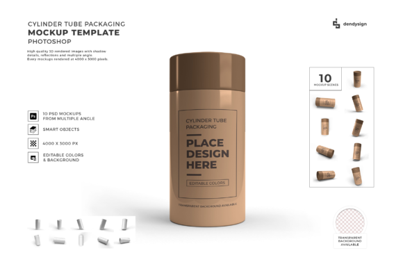 Premium Cylinder Tube Packaging 3D Mockup Bundle